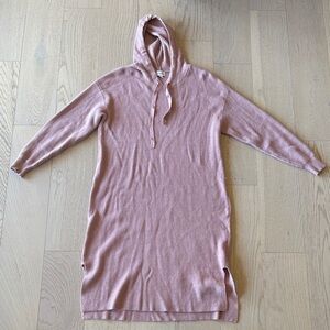 Cozy Pink Hooded Sweater Dress